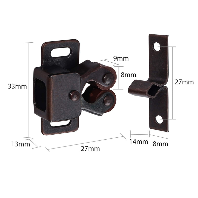 Hardware Roller Catch Justech 12 PCS Double Roller Catch Brown Antique Copper Catch Door Latch with Installation Screws for Cabinet Drawer Closet - NewNest Australia