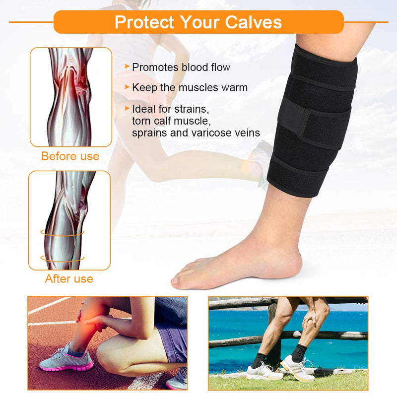 Calf Brace, Shin Splint Support Lower Leg Compression Wrap with Adjustable Three Anti-Slip Strap Support for Pulled Calf Muscle Pain Strain Injury, Sprain and Swelling, Fits Men and Women (Black) - NewNest Australia