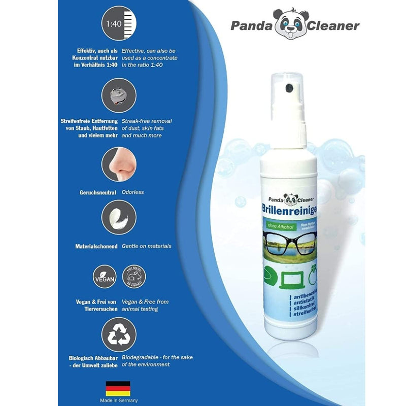 PANDACLEANER® Set 400ml glasses cleaner 50ml spray for on the go + 100ml for home + 250ml refill bottle | without alcohol | anti-fog | streak-free | - NewNest Australia