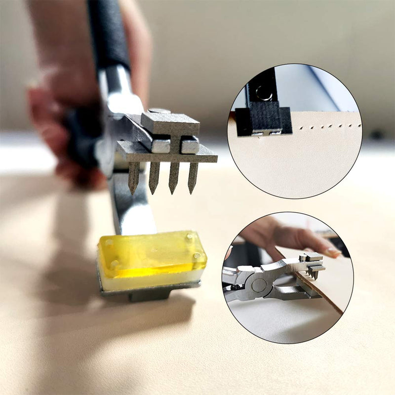 Stitching Hole Punch BUTUZE, 4mm Silent Rhombus Leather Hand Pliers with Leather Needle, Wooden Needle Case, Waxed Thread for Belts, Straps, Saddles, Shoes, Fabric DIY Black - NewNest Australia