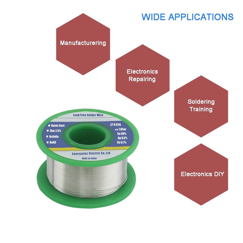 Extra Thin Solder Wire Thin Gauge Solder Rosin Flux Core Tiny Solder Electronics Soldering Fine Solder Lead Free Electrical Soldering 0.01in 0.3mm 7.05oz 200g Sn99 Ag0.3 Cu0.7 - NewNest Australia