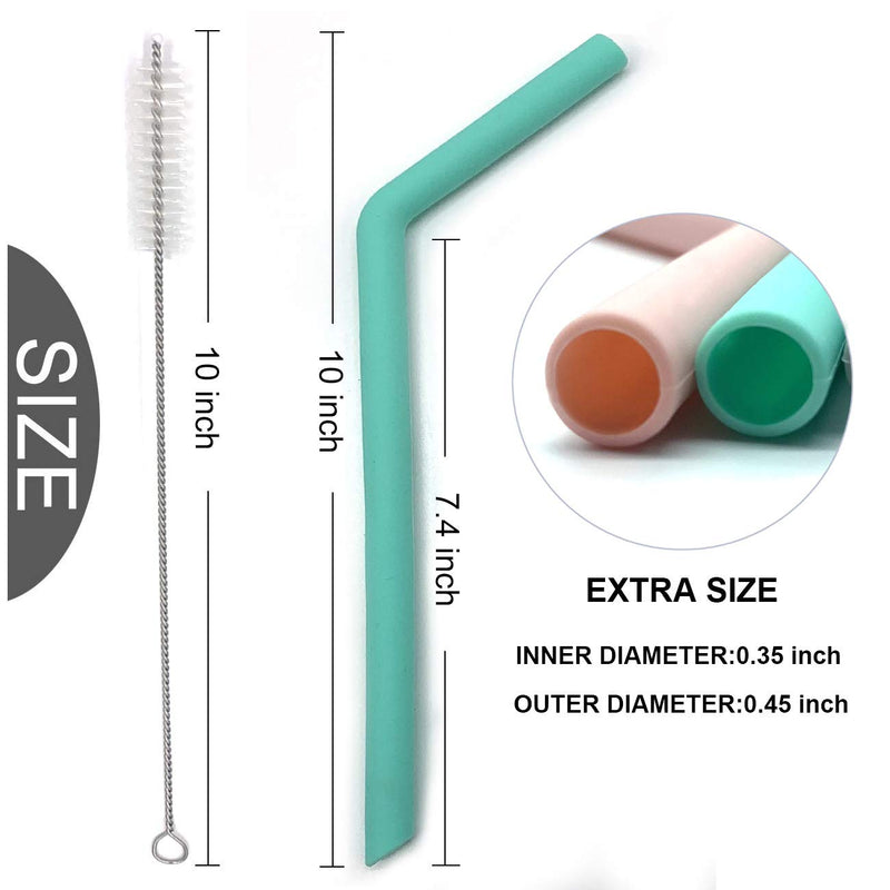 NewNest Australia - Senneny Set of 6 Silicone Drinking Straws for 30oz and 20oz Tumblers Yeti/Rtic- Reusable Silicone Straws BPA Free Extra Long with Cleaning Brushes- 6 Bent- 8mm diameter 