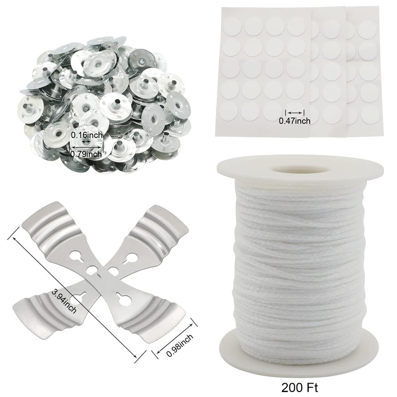 Candle Wick Roll, RAPUDA 200 Ft 24 PLY Braided Wick Spool, 2 Pcs Metal Candle Wick Holders,100 Pcs Metal Sustainer Tabs, 60 pcs Candle Thread Stickers for Candle DIY Craft Making - NewNest Australia