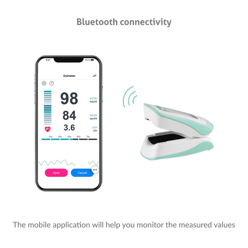 Truelife Oximeter X5 Bluetooth And App, Oxygen Saturation, Heart Rate And Perfusion Index, 6 Display Modes, Audible Signal For Pulse Rate, Belt Bag And Lanyard - NewNest Australia