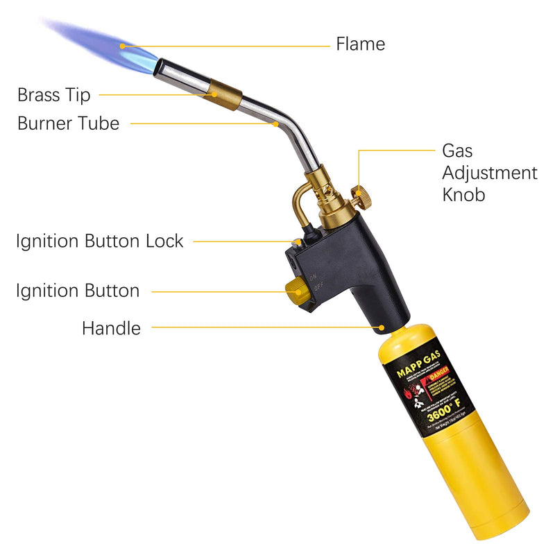 High Intensity Trigger Start Torch, Portable Oxygen Free Welding Gun, Use With MAPP/MAP Pro/Propane for Gas Welding/Stripping Paint/Searing Steak - NewNest Australia