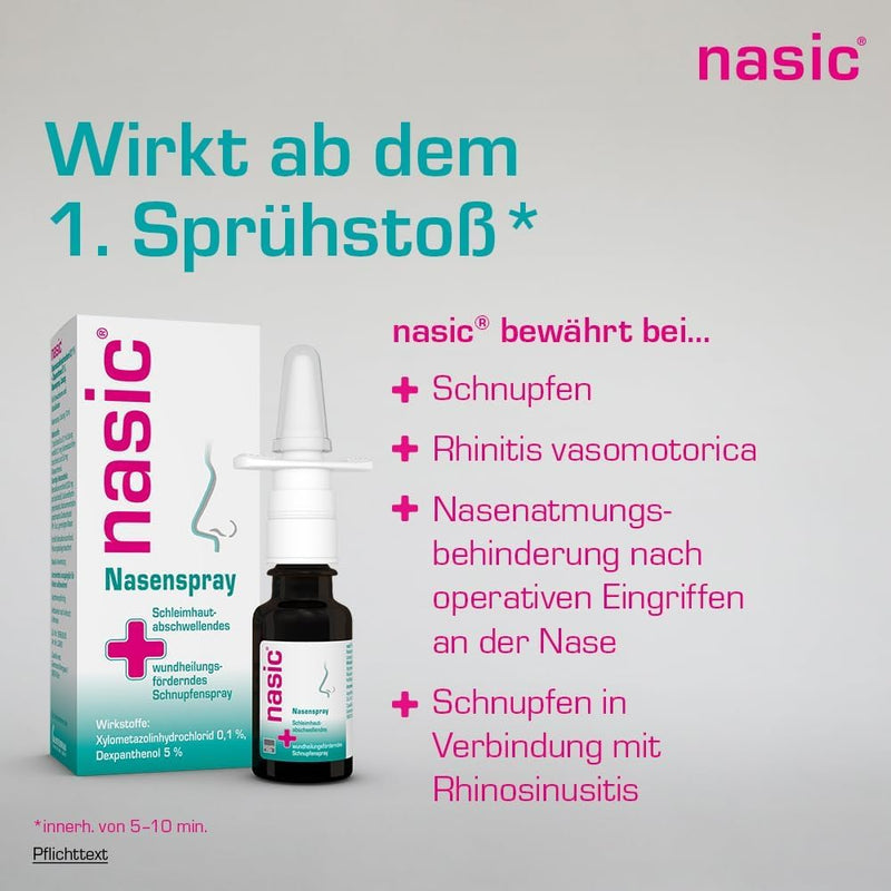 nasic nasal spray with the active plus | Decongestant & wound healing cold spray for adults & school children | With xylometazoline & dexpanthenol | Economy set with 2 x 15 ml - NewNest Australia