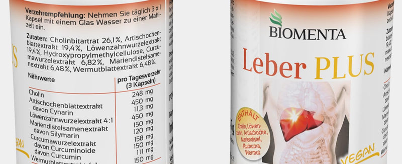 BIOMENTA Liver Plus - 90 high-dose liver capsules - with choline, milk thistle, artichokes, dandelion - vegan - premium quality - NewNest Australia