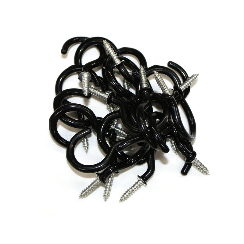 NewNest Australia - Aoyoho 60Pcs Vinyl Coated Screw-in Ceiling Hooks Cup Hooks Light Hooks(Black) Black 