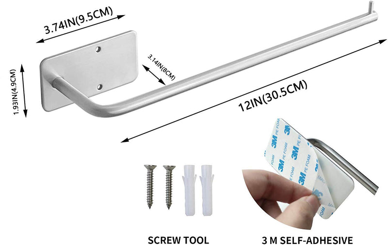 NewNest Australia - Paper Towel Holder Wall Mount, with Adhesive Stainless Steel Paper Towel Holder, No Drilling Required (12" x 3.14") 