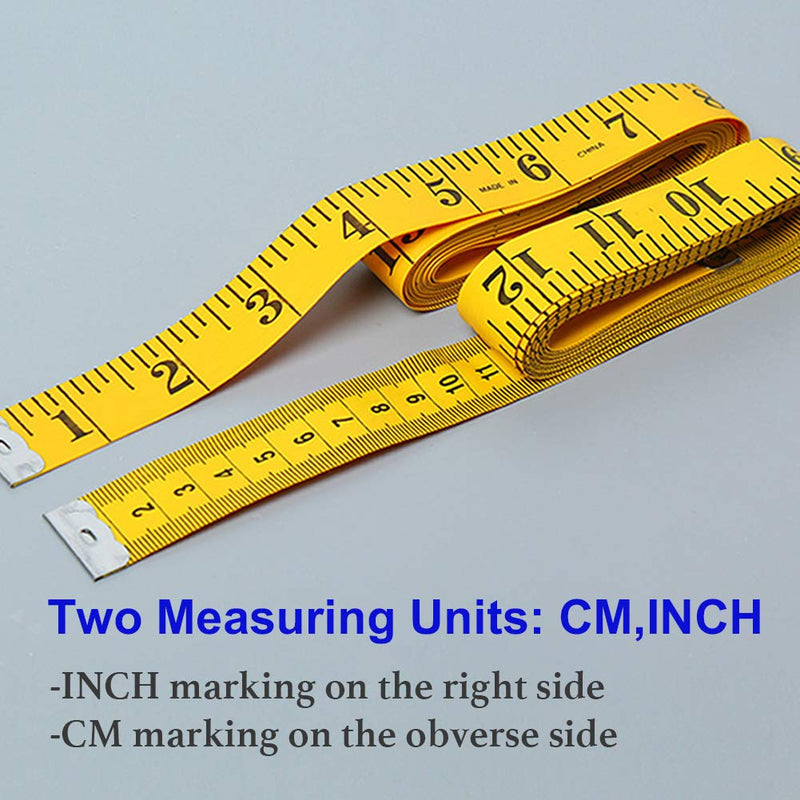 SumVibe 120 Inches/300cm Soft Tape Measure, Pocket Measuring Tape for Sewing Tailor Cloth Body Measurement, Yellow 2-Pack - NewNest Australia