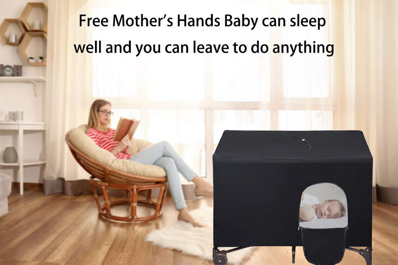 LLYWCM Crib Blackout Cover - Pack and Play Travel Crib Canopy - Stretchy Breathable Baby Netting Cover/Tent for Indoor or Outdoor Portable Playard to Sleeping or Play - NewNest Australia