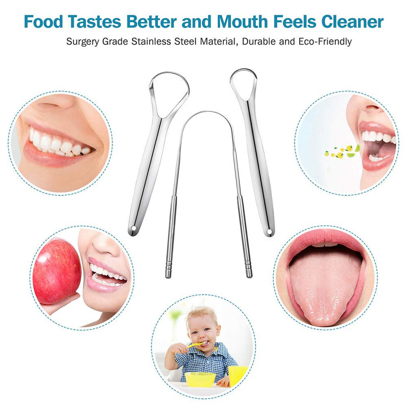 YLYL 3 PCS Metal Tongue Scraper, Tongue Scrapers for Adults Kids, Stainless Steel Tounge Scrappers, Tounge Scraper Cleaner, Portable Tongue Cleaner - NewNest Australia