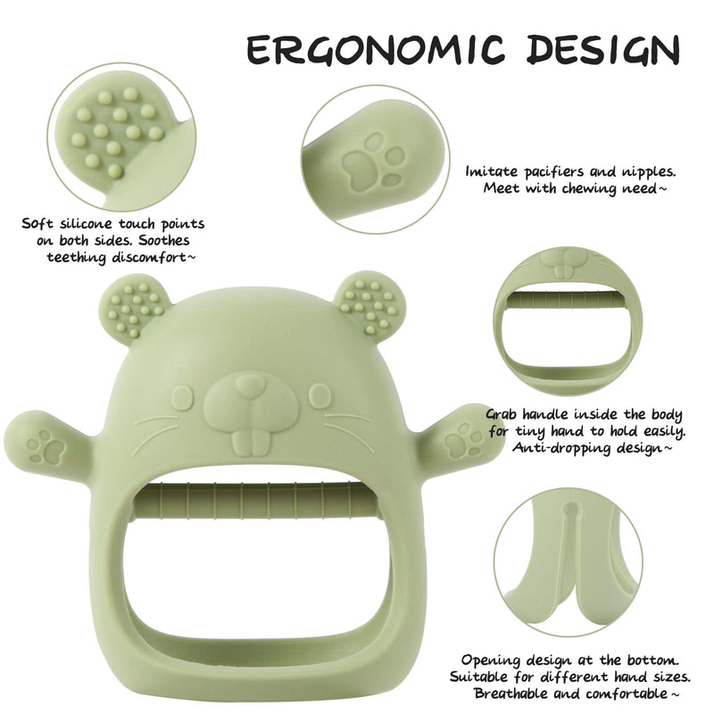 Baby Teething Toys For 3+ Months, Baby Crouching Toys For Suction Needs, Easy-To-Arouse Shapes With Soft Texture For Sensory Exploration And Itch Relief During Child'S Play Olive&Dusty Blue&Mango - NewNest Australia