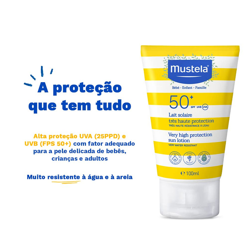 Mustela - Sun cream with very high protection factor SPF 50+, for face and body for babies and children, 100 ml 100 ml (pack of 1) - NewNest Australia