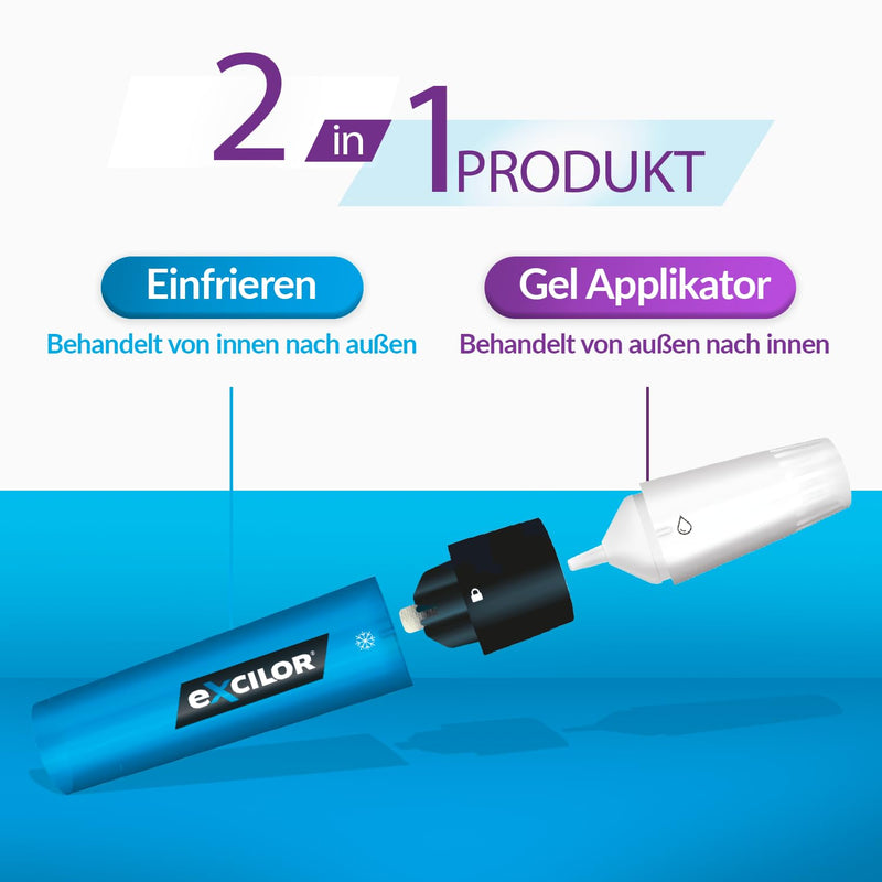 Excilor 2-in-1 against warts, doubly active through icing + acid, clinically tested effectiveness, also against plantar warts, only use for 5 days - NewNest Australia