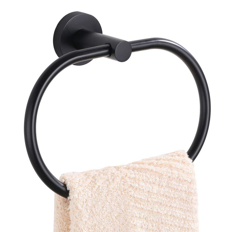 Matte Black Towel Ring, APLusee Stainless Steel Swivel Hand Towel Holder, Modern Kitchen Bathroom Accessories Home Drying Storage Rail Space Saver Matte Black - NewNest Australia