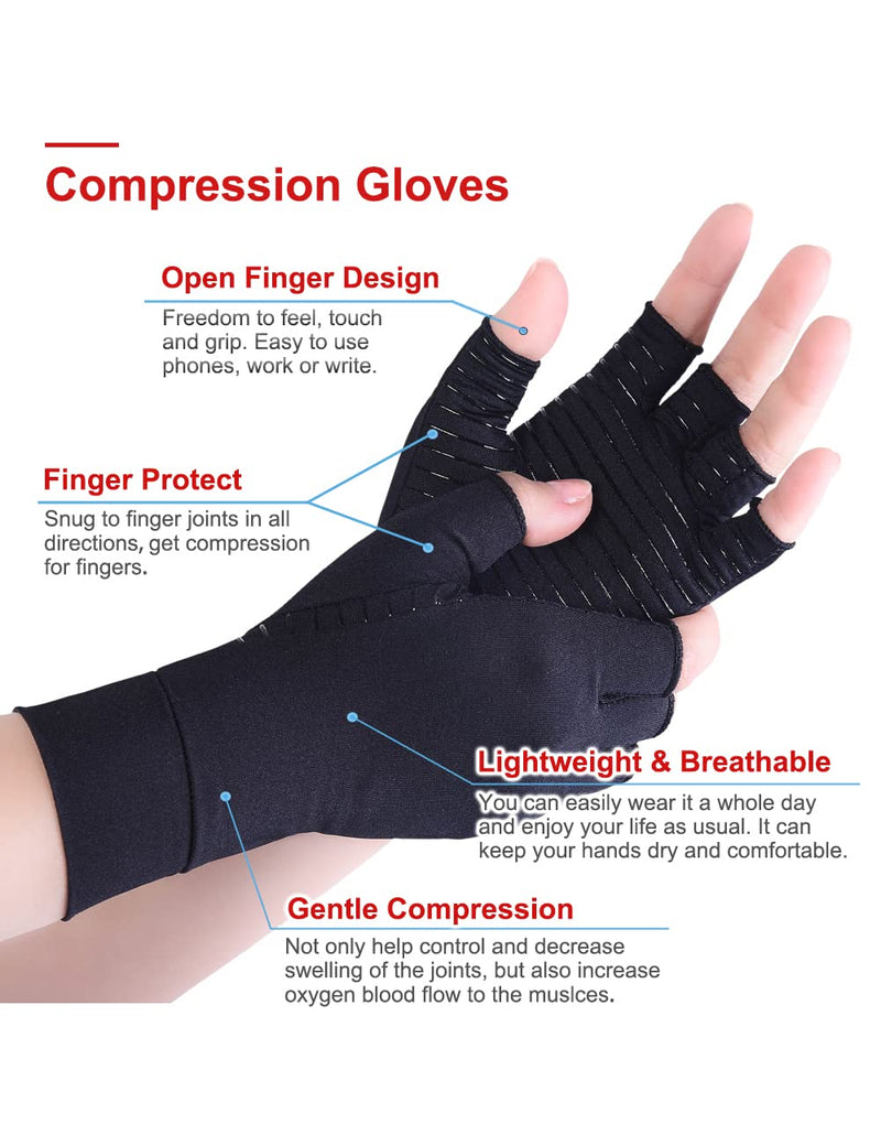 Arthrosis Gloves With Copper, Fingerless Rheumatism Compression Gloves, Arthriti Gaming Gloves, Tendonitis, Rheumatic Pain Relief, Rsi, Carpal Tunnel Syndrome, Black - NewNest Australia