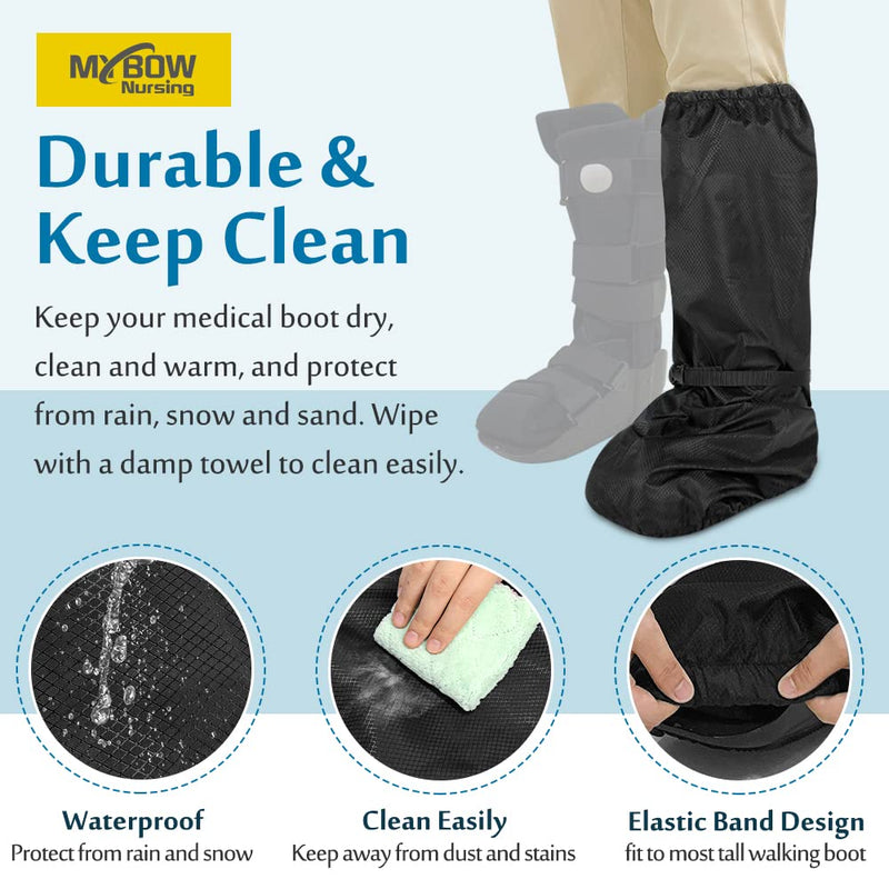 Walking Boot Cover Orthopedic Medical Air Walker Boot Foot Cast Cover for Ankle Fracture Rain Winter Snow Boot Covers Women Men Waterproof Tall Boot Protector Reusable Accessories (Black) Black - NewNest Australia