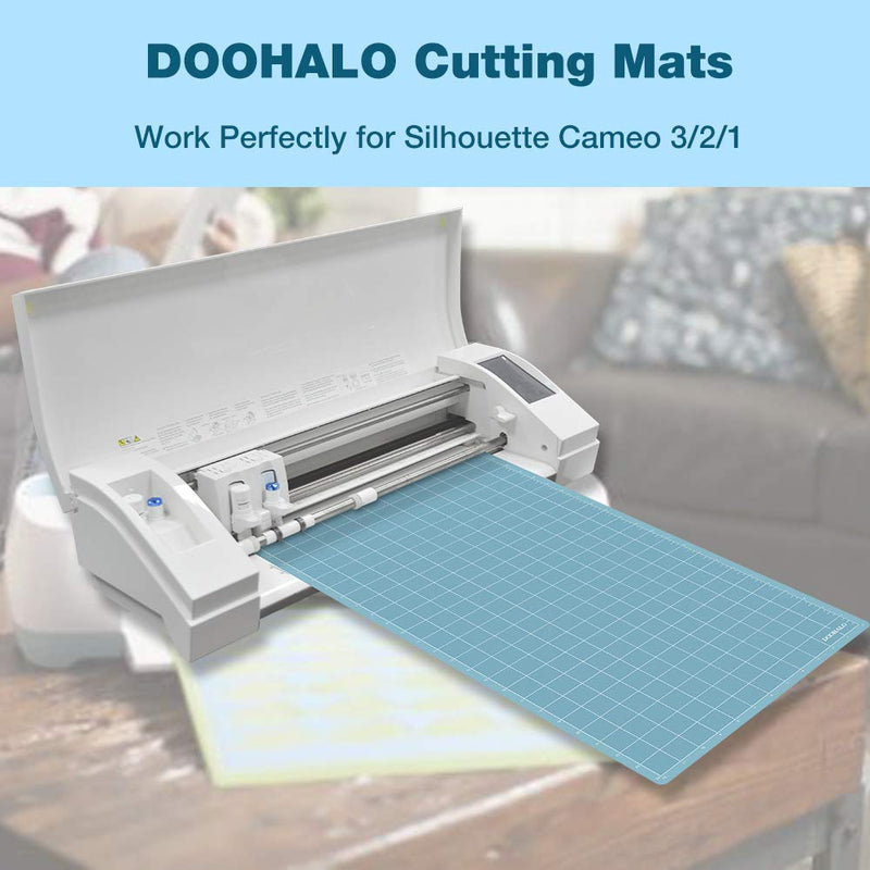 DOOHALO Cutting Mat for Silhouette Cameo 4 Cutting Machine Lightgrip Cutting Mat 12 X 12 inch 3 Pack Replacement Adhesive Mats for Silhouette Cut Blue Color 12X12-LightGrip Light Grip - NewNest Australia