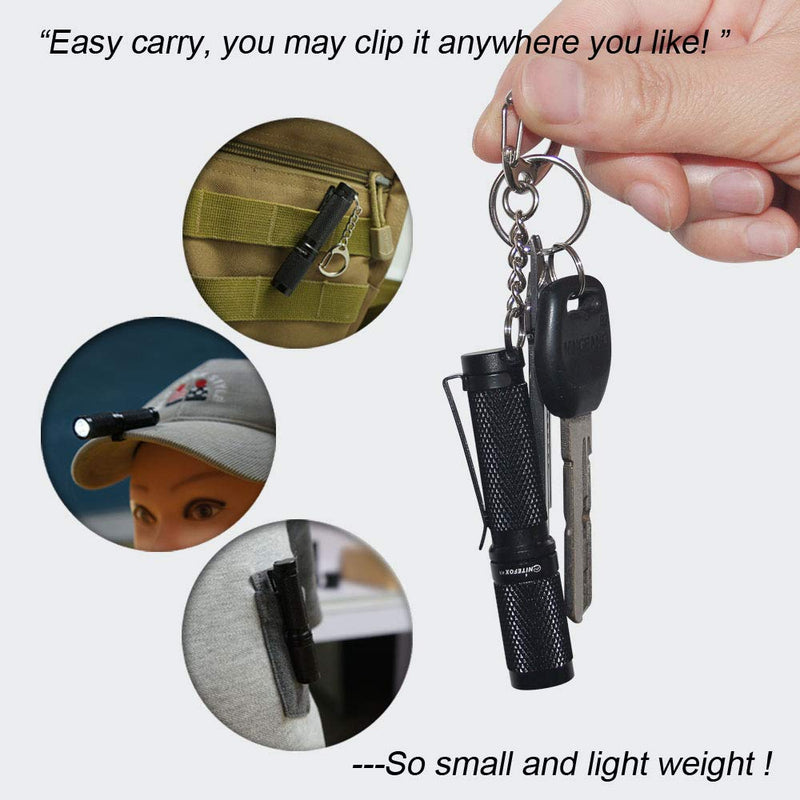 Mini AAA Keychain flashlight K3,high bright 150 lumens 3 levels,as small flashlight caplight camplight tablelight,waterproof torch for EDC,reading,sleep,dog walking,camping,hiking, Emergency Black - NewNest Australia