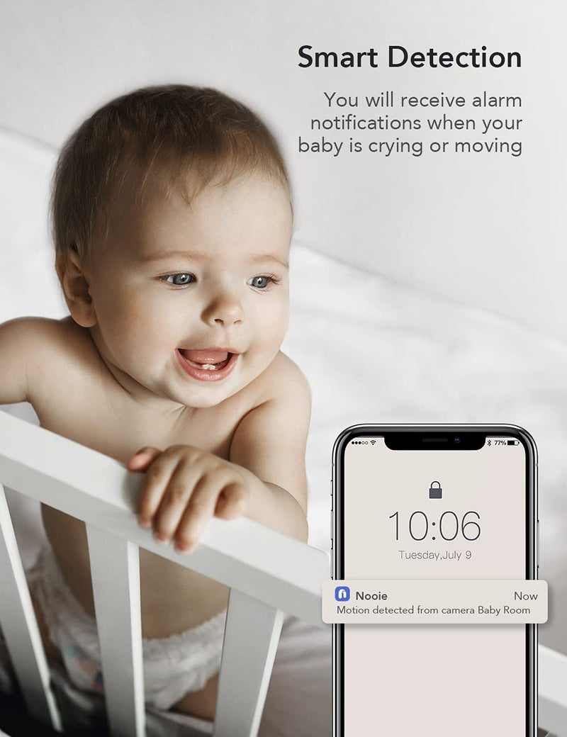 Nooie Baby Monitor with Camera and Audio 1080P Night Vision Motion and Sound Detection 2.4G WiFi Home Security Camera for Baby Nanny Elderly and Pet Monitoring, Works with Alexa - NewNest Australia