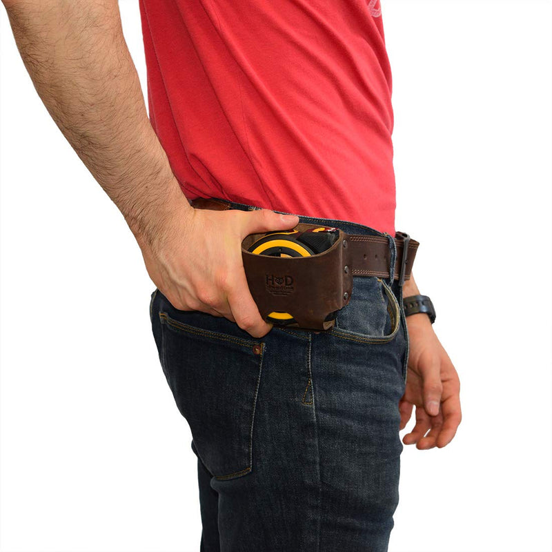Hide & Drink, Large Leather Tape Measure Holder, Tool Holster w/ Easy Belt Loop for Handymen, Carpenters, Electricians, Durable Hammer Pouch, Handmade Includes 101 Year Warranty :: Bourbon Brown - NewNest Australia