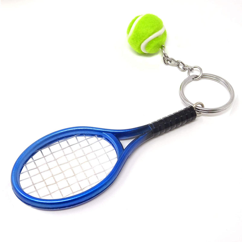 NewNest Australia - HONBAY 6PCS Mini Exquisite Lightweight Tennis Racket Racquet Ball Keychains Key Rings Sport Style Split Keychains 