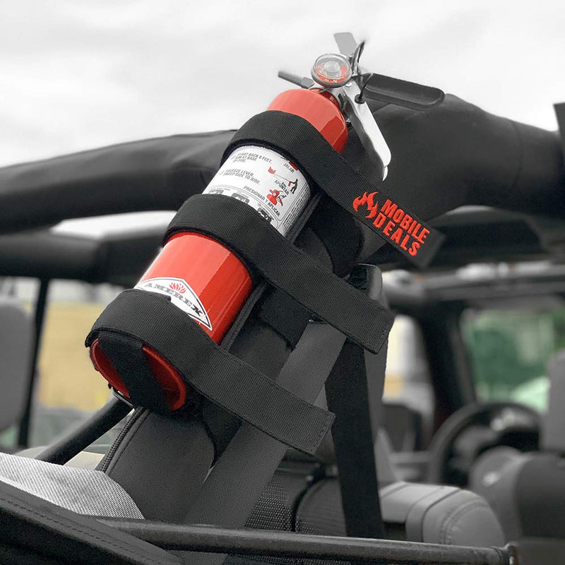 Mobile Deals Fire Extinguisher Adjustable Roll Bar Holder Mount Bracket compatible with Jeep Wrangler Unlimited, CJ, JK, TJ, Rubicon - Durable Strap Vehicle Accessory/FIRE EXTINGUISHER NOT INCLUDED - NewNest Australia