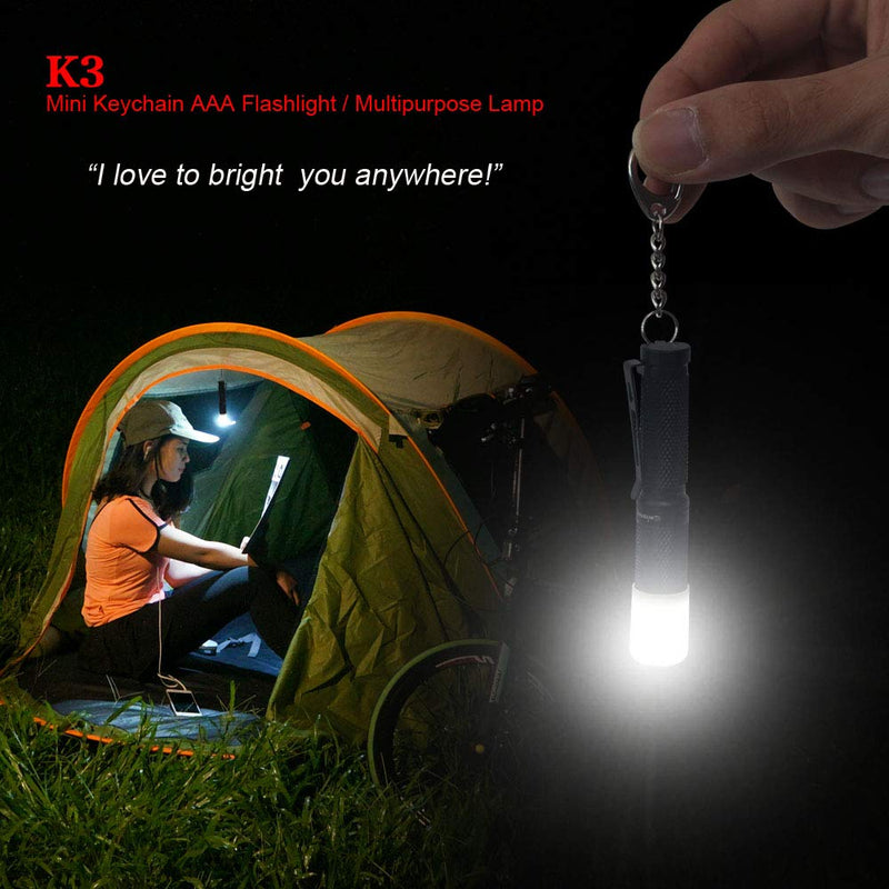 Mini AAA Keychain flashlight K3,high bright 150 lumens 3 levels,as small flashlight caplight camplight tablelight,waterproof torch for EDC,reading,sleep,dog walking,camping,hiking, Emergency Black - NewNest Australia