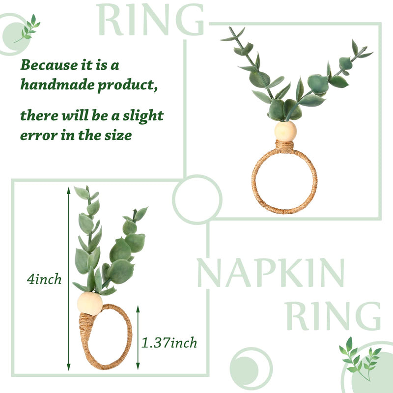 6 Pieces Eucalyptus Napkin Rings Handmade Wooden Beads Rustic Farmhouse Napkin Rings Set of 6 Home Decor Faux Greenery Napkin Holders for Weddings Family Gatherings Party - NewNest Australia