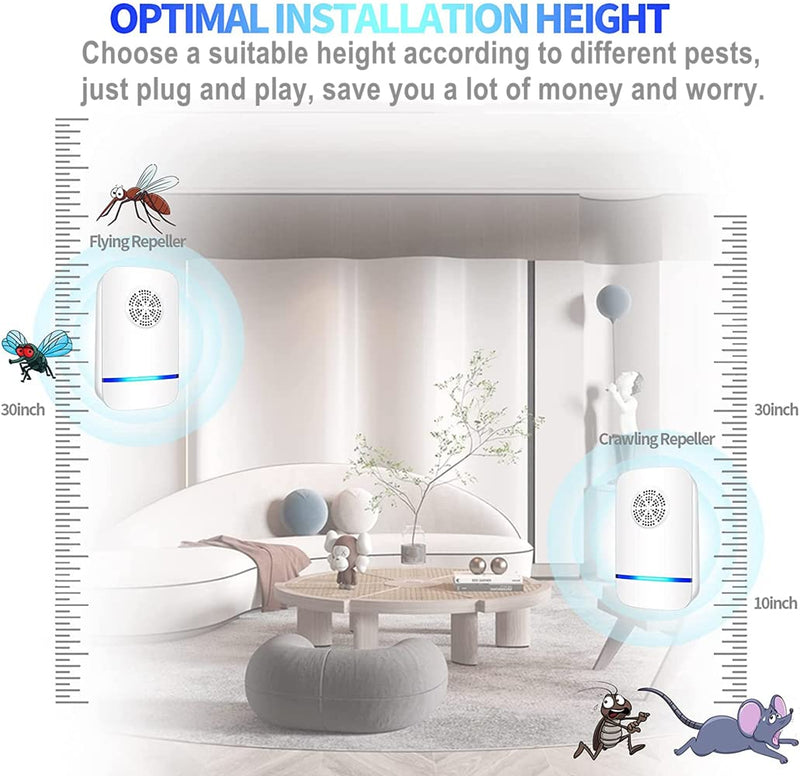 EcoMyLife Ultrasonic Pest Repeller 4 Pack, Insect Control, Spider Repellent, Plug in Indoor Mouse Deterrent, Anti Moths, Ants, Bed Bugs, Fleas, Cockroaches, Flies, Spider, Wasp Classic Style 4 Pack - NewNest Australia