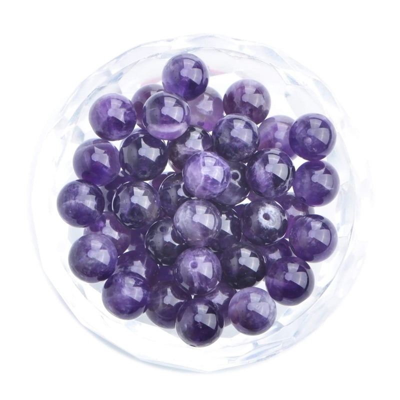 100Pcs Natural Crystal Beads Stone Gemstone Round Loose Energy Healing Beads with Free Crystal Stretch Cord for Jewelry Making (Amethyst, 6MM) Amethyst - NewNest Australia