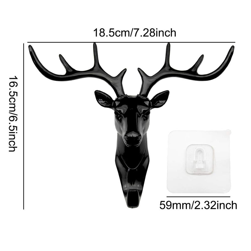 NewNest Australia - Sipery 2Pcs Deer Head Hooks Self Adhesive Deer Antler Hooks Hanger Decorative Animal Wall Key Holders for Home or Office 