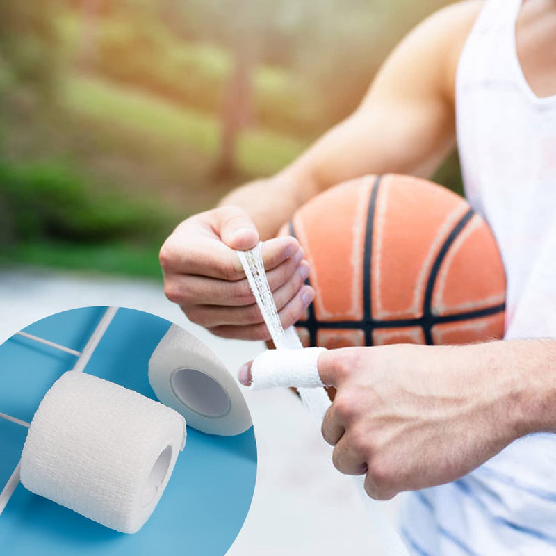 6 Rolls Cohesive Bandage, 2" x 5 Yards Self Adherent Wrap Medical Tape Breathable Elastic Adhesive Bandage Athletic Sports Tape for Finger Ankle Wrist (White) White - NewNest Australia