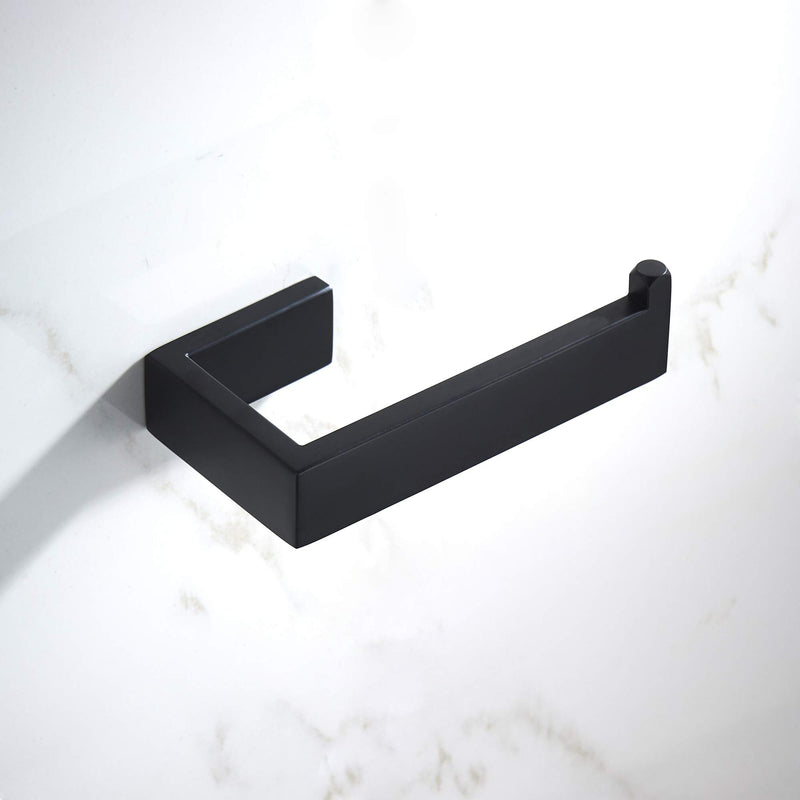 JunSun Stainless Steel Toilet Paper Holder Contemporary Bathroom Hardware Euro Paper Towel Roll Holder for Bathroom Lavatory Wall Mounted, Matte Black - NewNest Australia