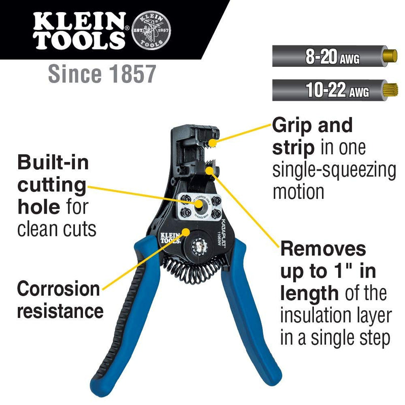 Klein Tools 11063W Wire Cutter / Wire Stripper, Heavy Duty Wire Stripper Tool for 8-20 AWG Solid and 10-22 AWG Stranded Electrical Wire - NewNest Australia
