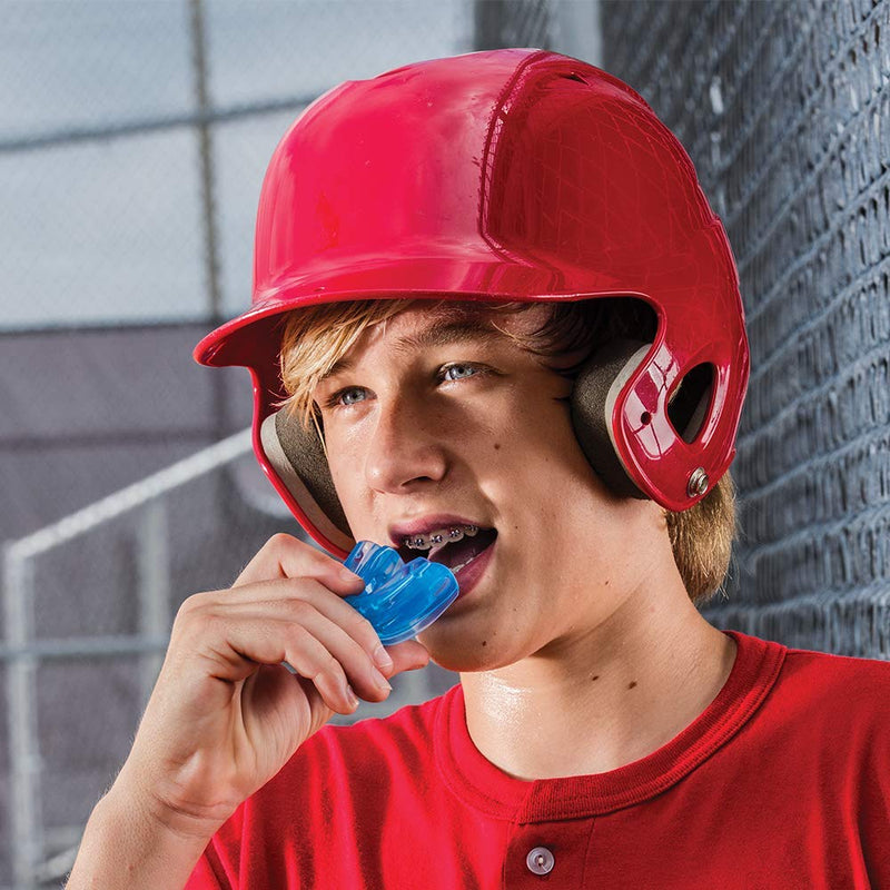 Shock Doctor Double Braces Mouth Guard. Upper and Lower Teeth Protection. Mouthguard No Boil / Instant Fit. For Youth, Teenager, Kids and Adults. Mouth Piece OSFA 12+ yrs STRAPLESS Blue - NewNest Australia