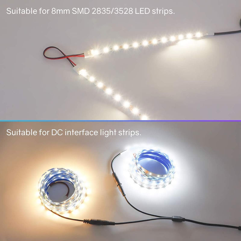 HitLights LED Strip Connector 2Pin 8mm LED Connector Kit Include Solderless Gapless Connector, 6Inch Jumper Connector, DC Female and Connector, DC Jack Splitter for 3528 5050 LED Strip White 2 Pin Connector Kit - NewNest Australia