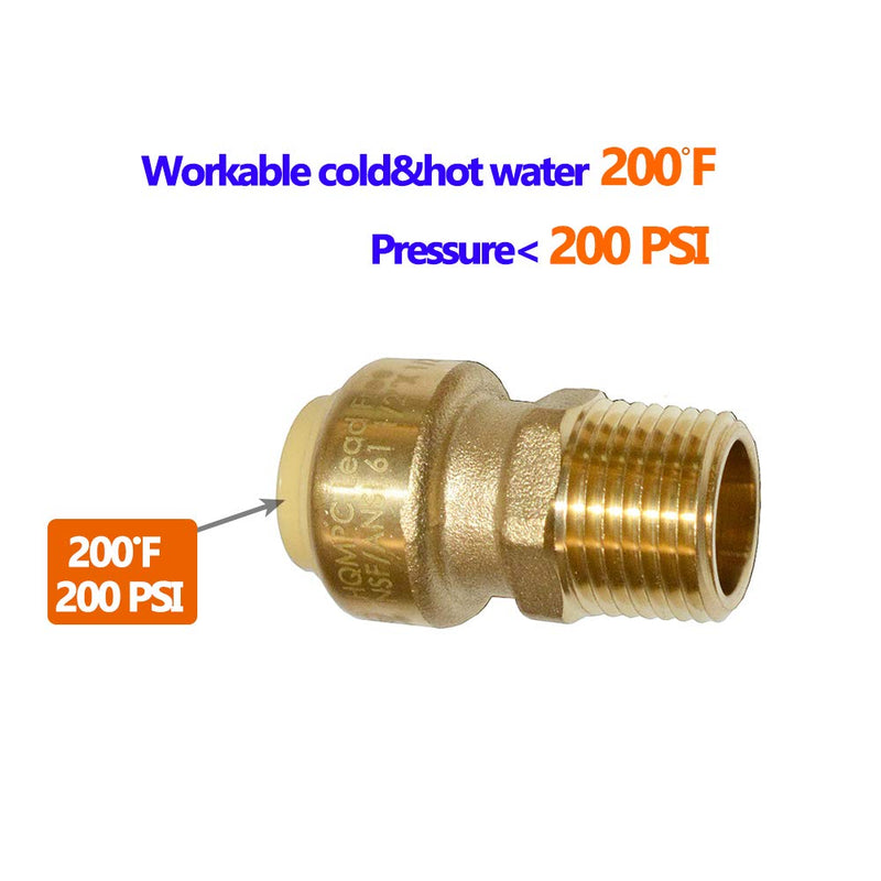Push Fit PEX Fittings Straight Coupling 3/4"NPT, Push-to-Connect Copper, CPVC, Lead Free Brass Plumbing Fittings (2PCS)) 2 3/4 Inch(3/4") - NewNest Australia