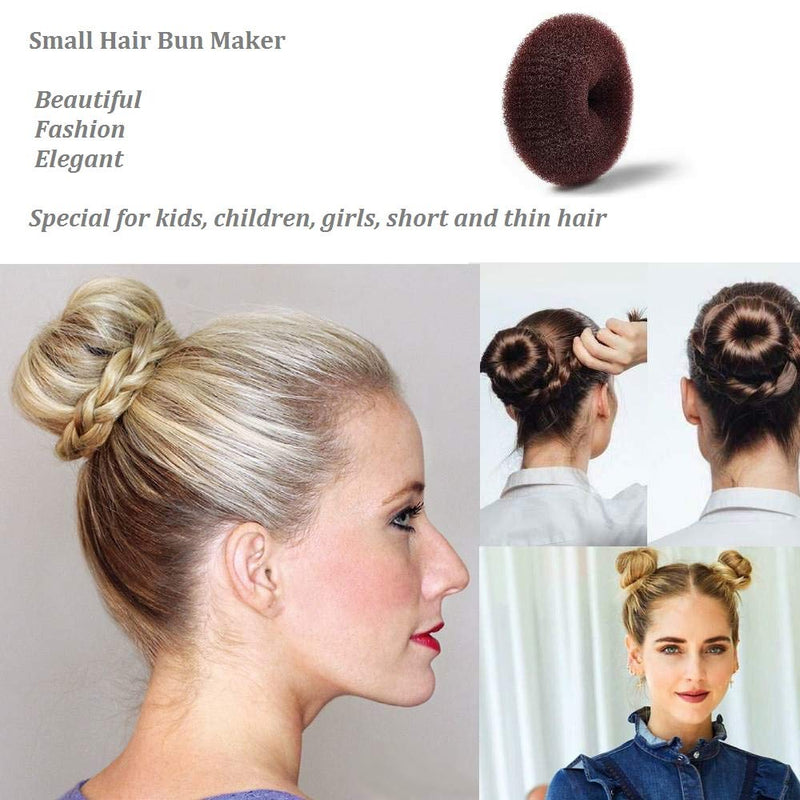 Extra Small Hair Bun Maker for Kids, 6 PCS Chignon Hair Donut Sock Bun Form for Girls, Mini Hair Doughnut Shaper for Short and Thin Hair (Small Size 2 Inch, Dark Brown) - NewNest Australia