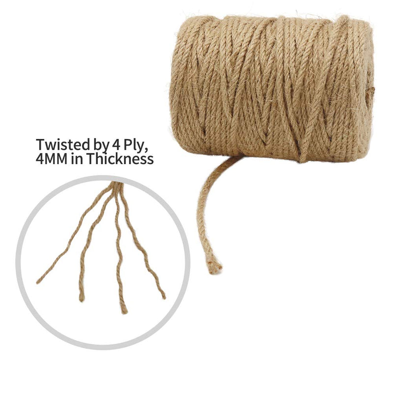 Tenn Well 164 Feet 4mm Natural Jute Twine, Brown Twine Rope for Crafts, Gift Wrapping, Packing, Gardening Applications and Holiday Decorations 50 Meters - NewNest Australia
