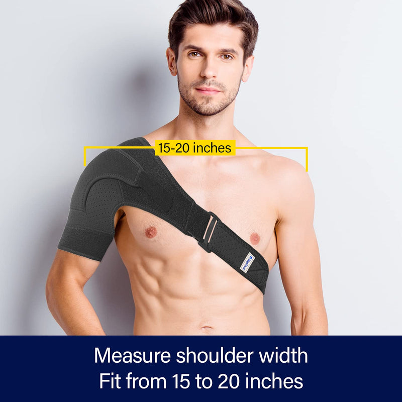 SUPTRUST Recovery Shoulder Brace for Men and Women, Shoulder Stability Support Brace, Adjustable Fit Sleeve Wrap, Relief for Shoulder Injuries and Tendonitis, One Size Regular Dark Black - NewNest Australia