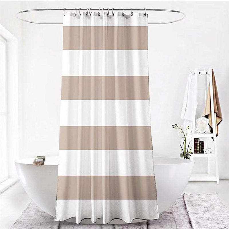 Jasion Shower Curtain Set Taupe Tan Cream Stripes Waterproof Fabric Bathroom Curtains Home Bath Decor with 12 Hooks 72 X 72 Inches - NewNest Australia