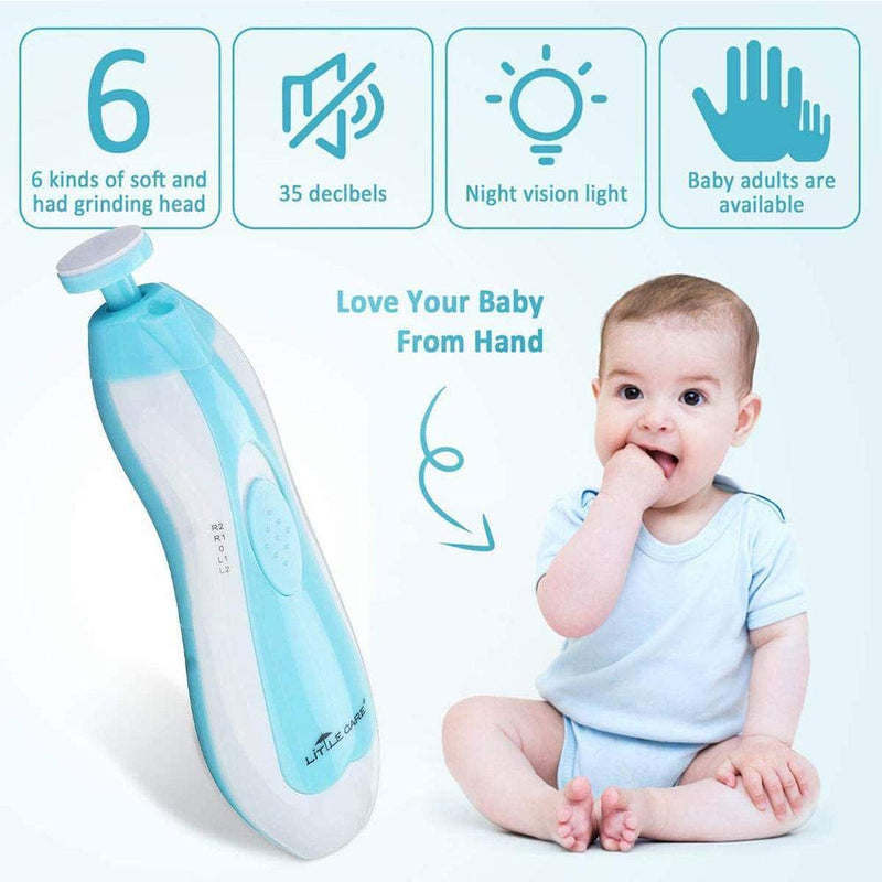 Electric Nail File Drill for Baby No Sharp Claws Hurt, 6 in 1 Safety Cutter Trimmer Clipper for Toes and Fingers (Blue) - NewNest Australia
