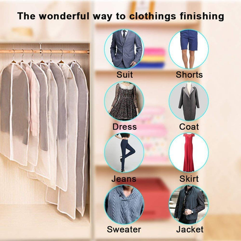 Linseray 8 Pack Hanging Clothes Covers, 60cm x 120cm Suit Bags Breathable Moth Proof Garment Cover Bags with Full Zipper for Long Dress Dance Costumes Suits Gowns Coats 8Pcs 60*120cm - NewNest Australia