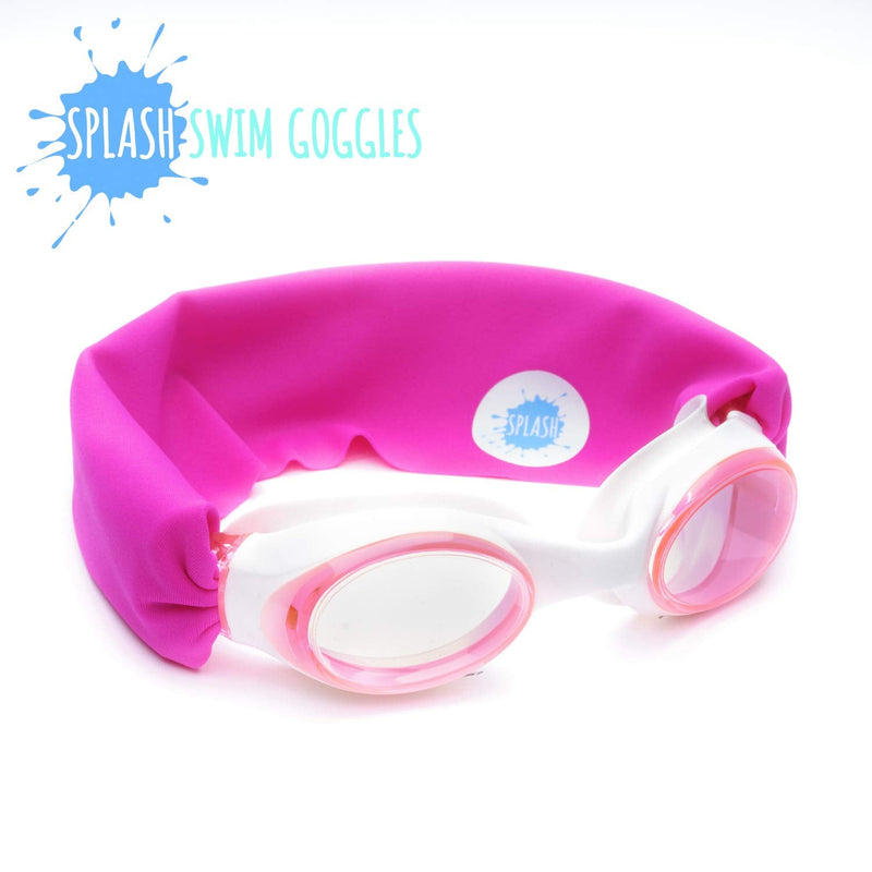 SPLASH Swim Goggles - Pretty In Pink - Fun, Fashionable, Comfortable - Fits Kids and Adults - Won't Pull Your Hair - Easy to Use - High Visibility Anti-Fog Lenses - PATENT PENDING - NewNest Australia