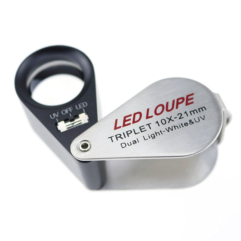 10x Magnifier Loupe Jewelry Jewelers Foldable Pocket Illuminated Magnifying Tool 21mm U V and LED Light for Eye Rocks Stamps Coins Watches Hobbies Antiques Gems 10x Magnification - NewNest Australia