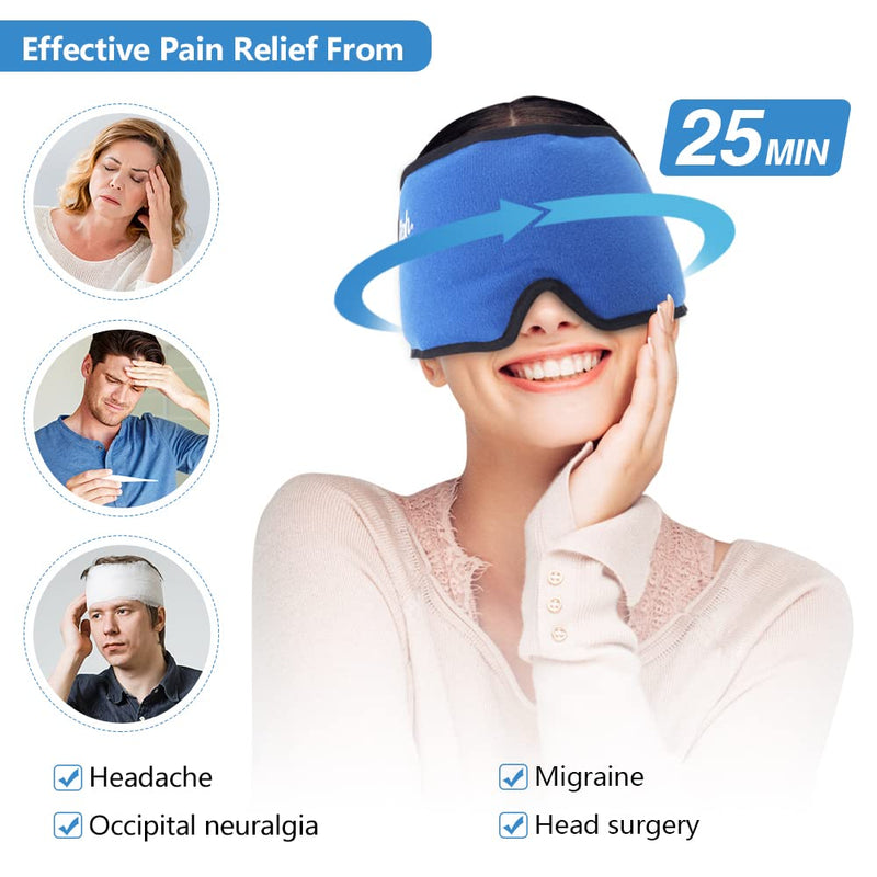 Hilph®Migraine Relief Head Ice Pack for Headache, Reusable Cold Therapy Headache Relief Ice Cap & Ice Hat for Migraine, Sinus & Tension Headaches, Puffy Eyes (Blue) A-Blue - NewNest Australia