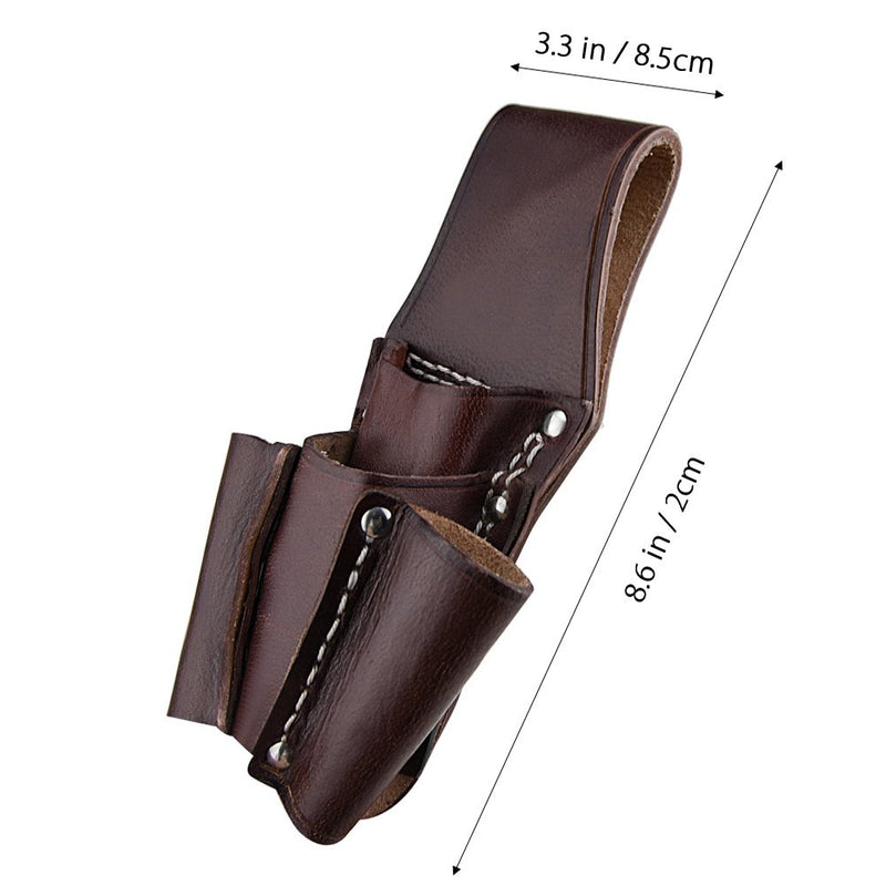 NKTM Leather Electrician’s Pocket Leather Tool Pouch Heavy Duty Tool Pouch with 4 Pockets Type 1: 8.6"H x 3.3"L Brown - NewNest Australia