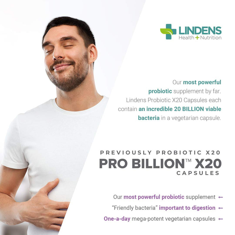 Lindens Pro Billion X20 20 Billion Cfu Ultra High Strength Capsules - 60 Pack - Ultra High Potency Lactobacillus Acidophilus Supporting Digestion - UK Manufacturer, Letterbox Friendly - NewNest Australia